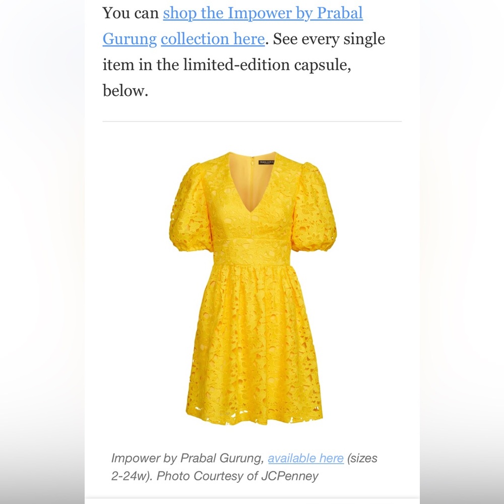 Limited edition gold Prabal Gurung for JCPenney special occasion dress, NWT